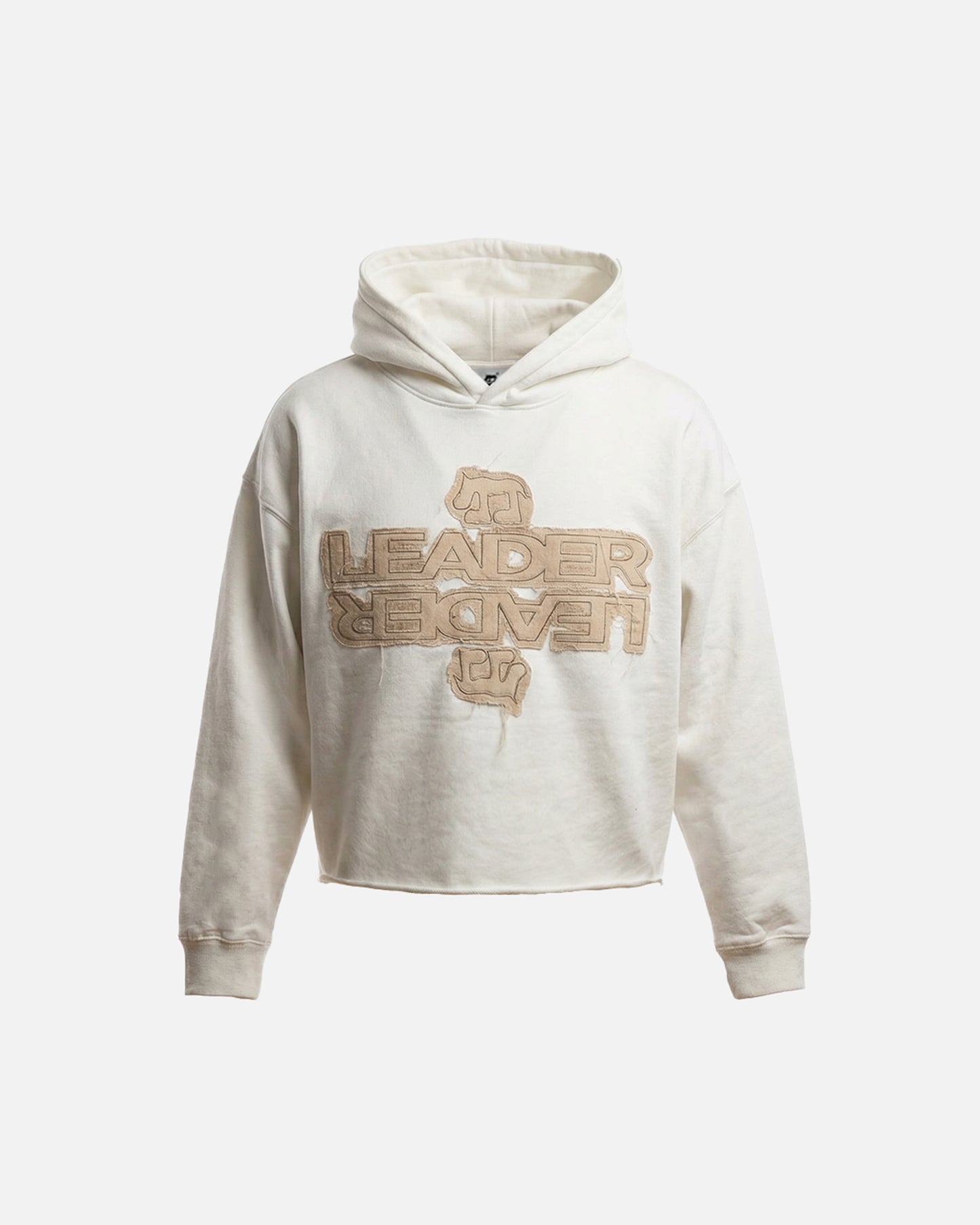 Cropped Hoodie with Distressed Embroidery