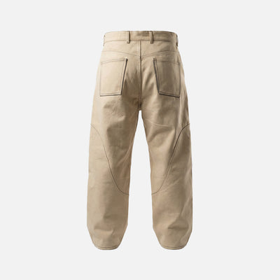 Raw Canvas Pants with Distressed Patches