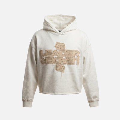 Cropped Hoodie with Distressed Embroidery