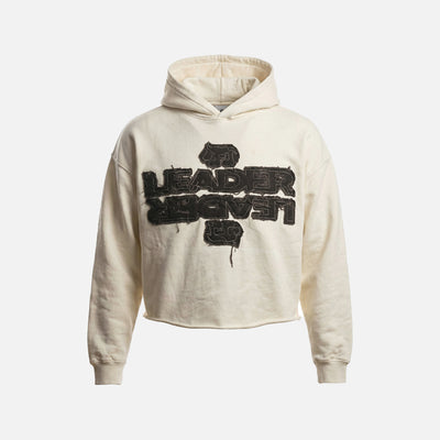 Cropped Dyed Hoodie with Distressed Embroidery