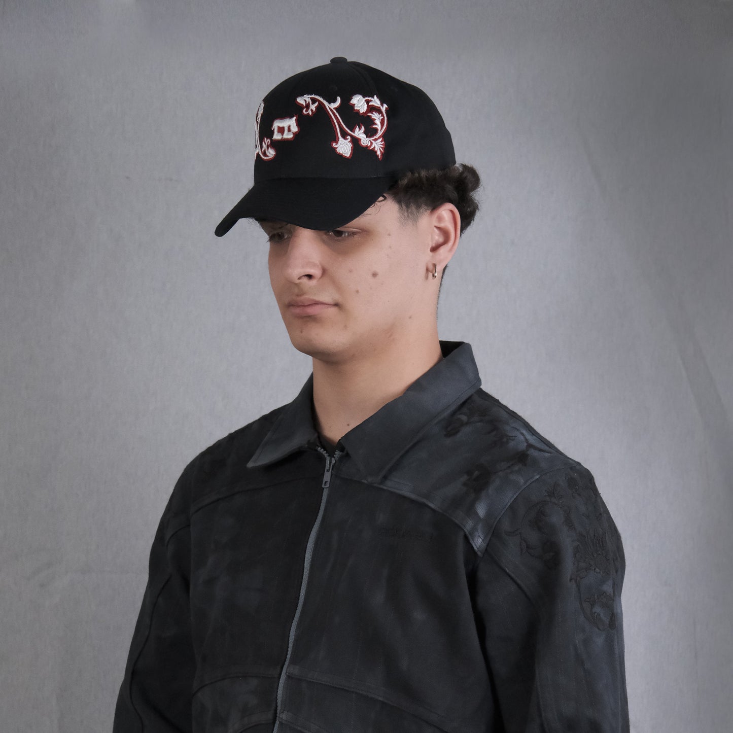 Black Floral Cap