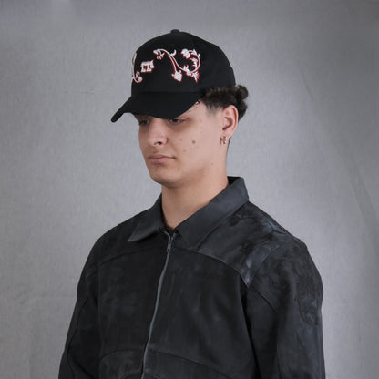 Black Floral Cap